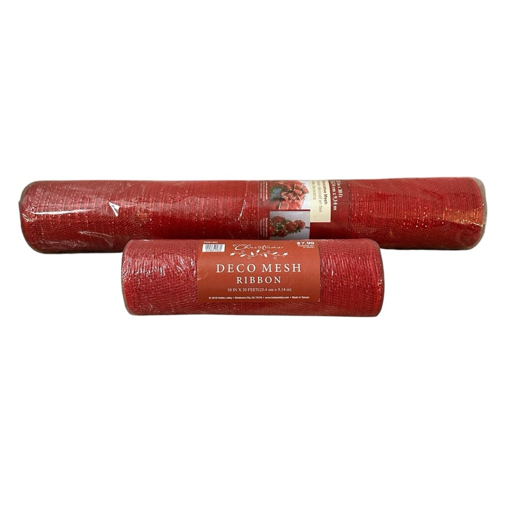 Hobby Lobby Christmas Red Deco Mesh Ribbon 2 Pack NEW